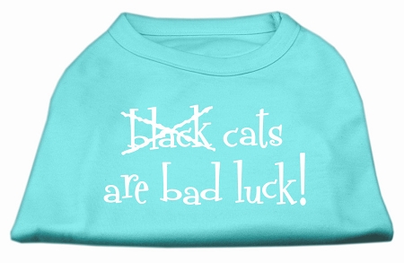 Black Cats are Bad Luck Screen Print Shirt Aqua XL